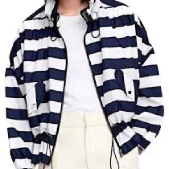 EUC Zara Oversized Striped windbreaker style thin comfy jacket Sz S - Picture 9 of 10